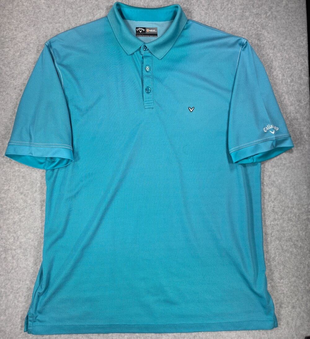 Callaway Opti-Dri Men's XL Golf Polo Shirt Teal Turquoise Blue Short Sleeve